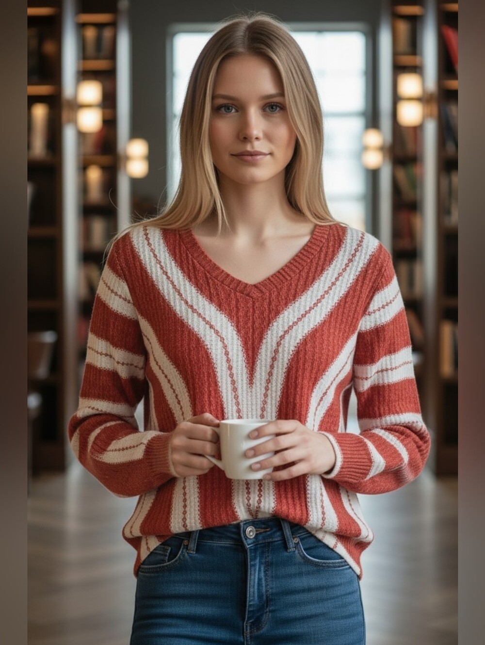 Yoins Women's Size Medium Knitted Design Sweater Carmel Vent